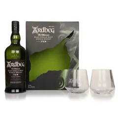 Ardbeg 10 Year Old Gift Set with 2x Glasses (No Box / Torn Label)