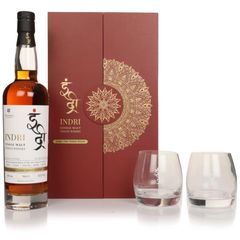 Indri Trini Three Wood Gift Set with 2x Glasses
